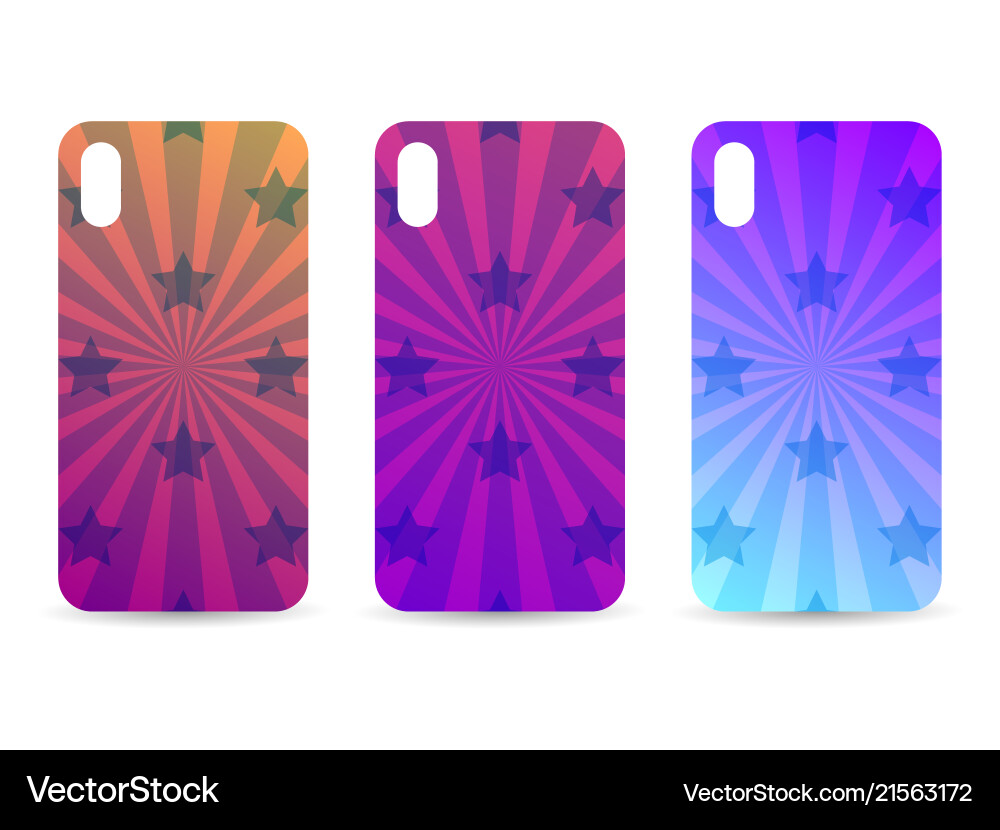 Phone case set with gradient backgrounds rays Phone case set with gradient backgrounds rays vector image