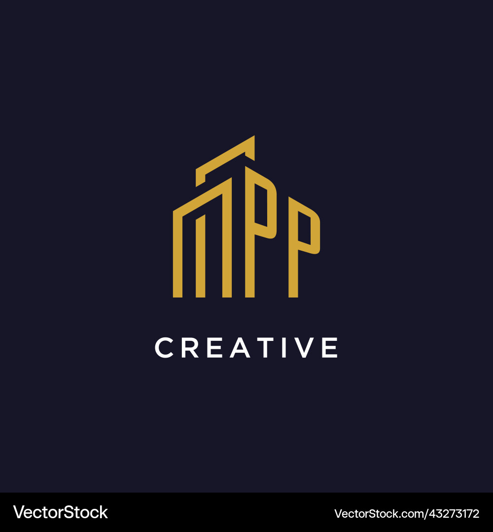 PP Initial Logo - Building Monogram vector image