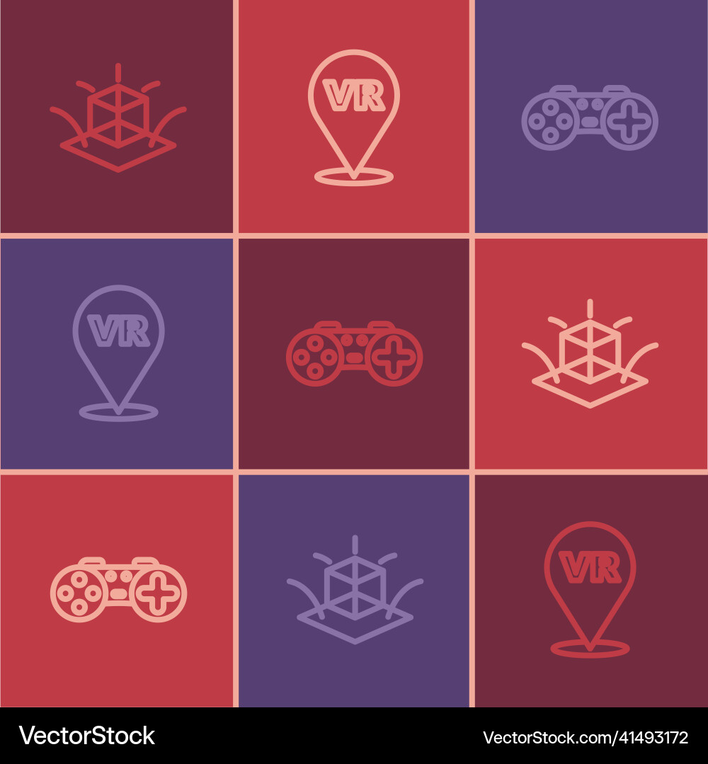 Set line 3d modeling gamepad and virtual reality Set line 3d modeling gamepad and virtual reality vector image