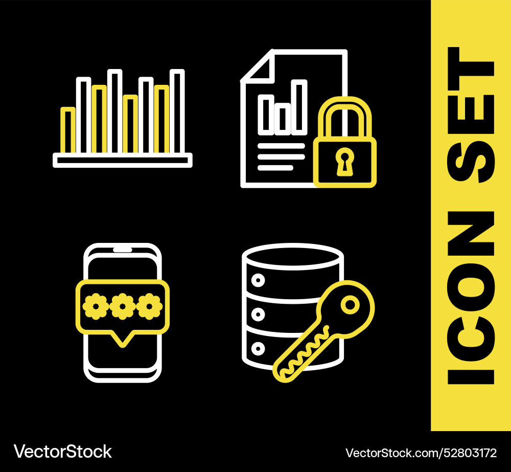 Set line document and lock server security Set line document and lock server security vector image