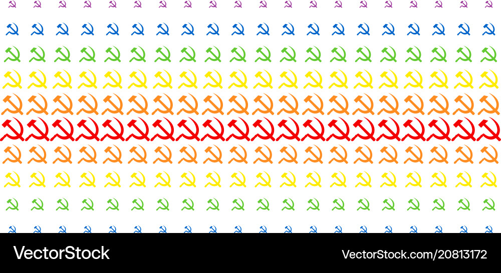 Sickle and hammer shape halftone spectrum array Sickle and hammer shape halftone spectrum array vector image