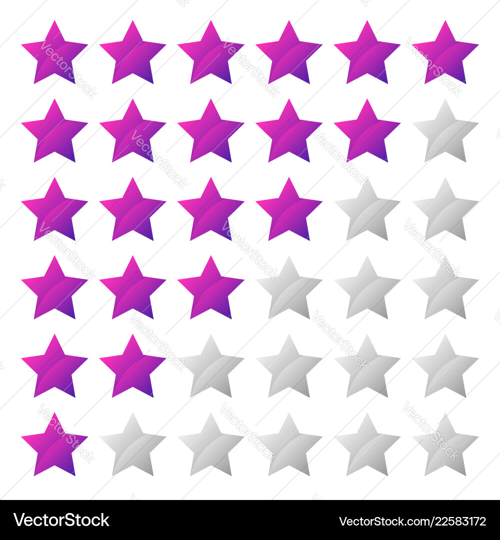 Simple star rating system with 6 shape Simple star rating system with 6 shape Vector Image
