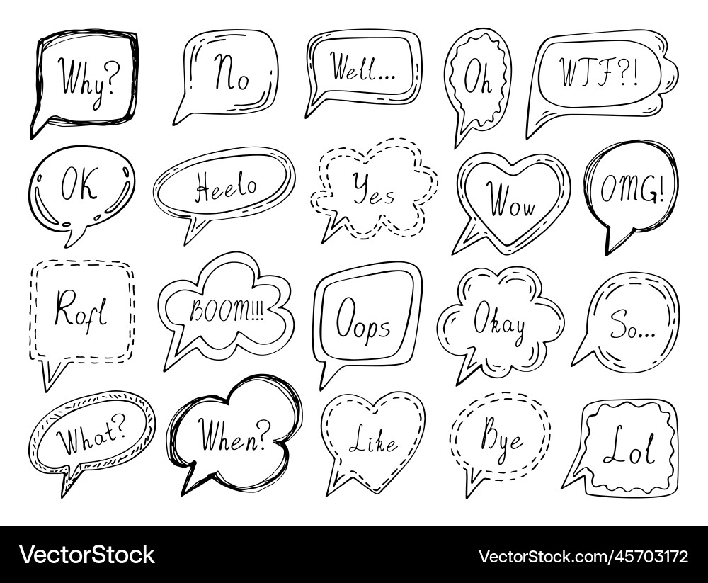 Speech bubbles emotion words highlight round Speech bubbles emotion words highlight round vector image