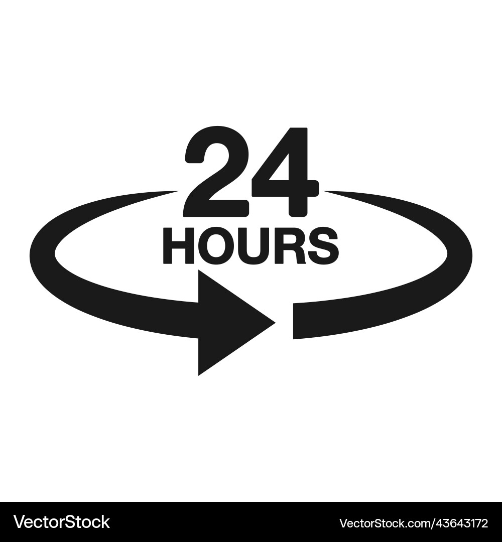 Time or clock icon 24 hours twenty four hour Time or clock icon 24 hours twenty four hour vector image
