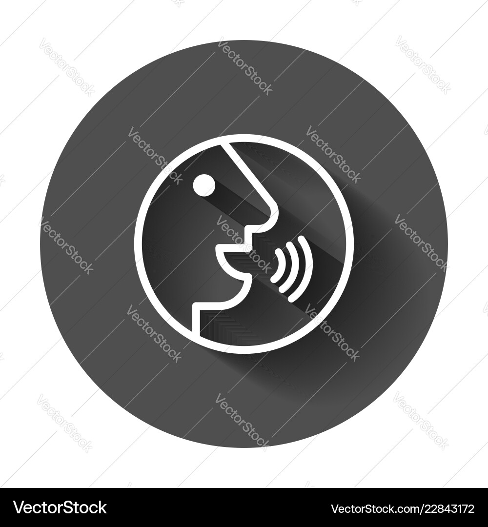 Voice command with sound waves icon in flat style vector image