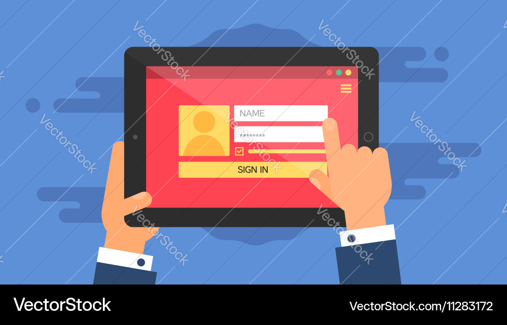 Web template of tablet login form vector image