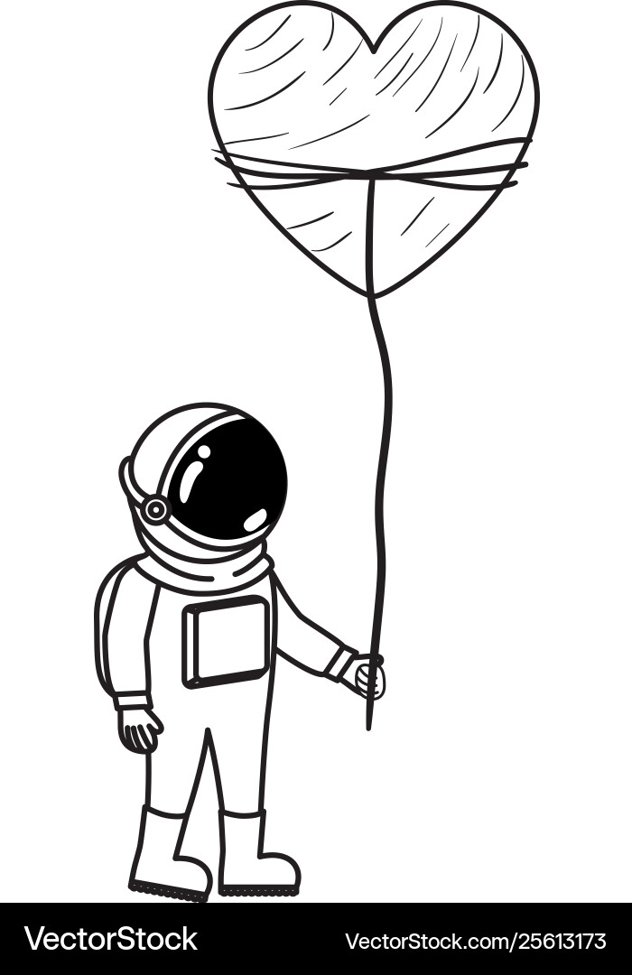 Astronaut with spacesuit and heart in white Astronaut with spacesuit and heart in white vector image