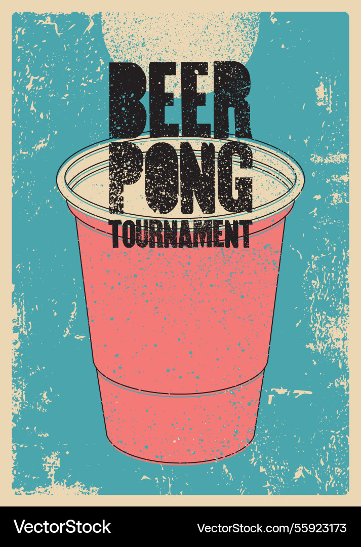 Bier pong typographie vintage grunge style poster Bier pong typographie vintage grunge style poster vektorbild