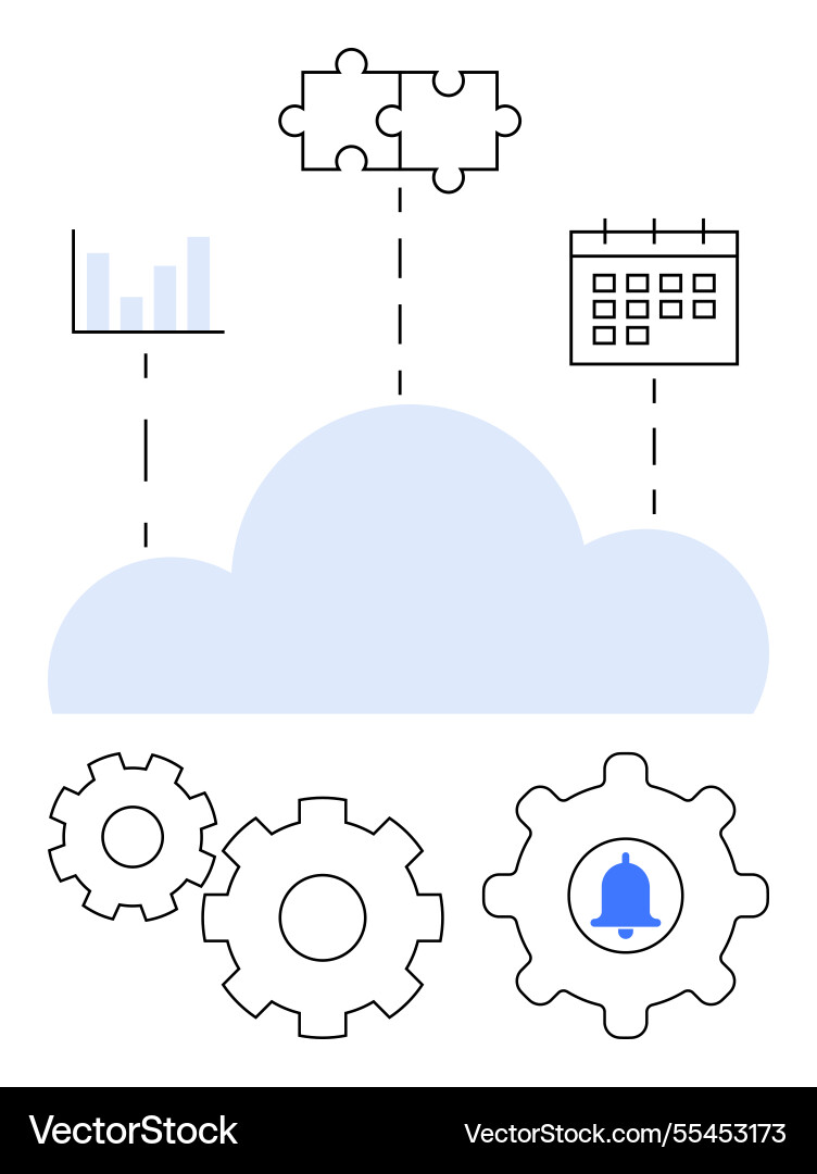 Cloud integration data analytics task management Cloud integration data analytics task management vector image