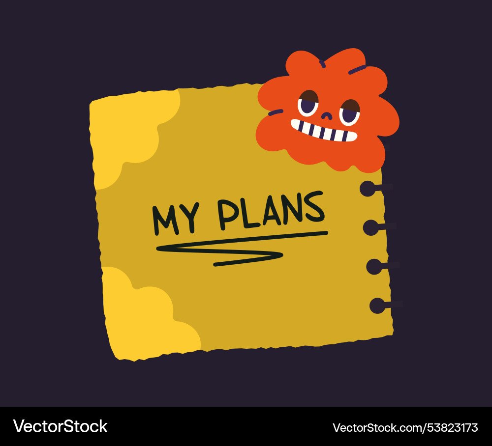 Fun notepad page red fictional character vector image
