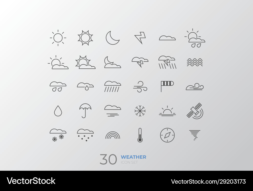 Line art simple weather icon set for web Vector Image