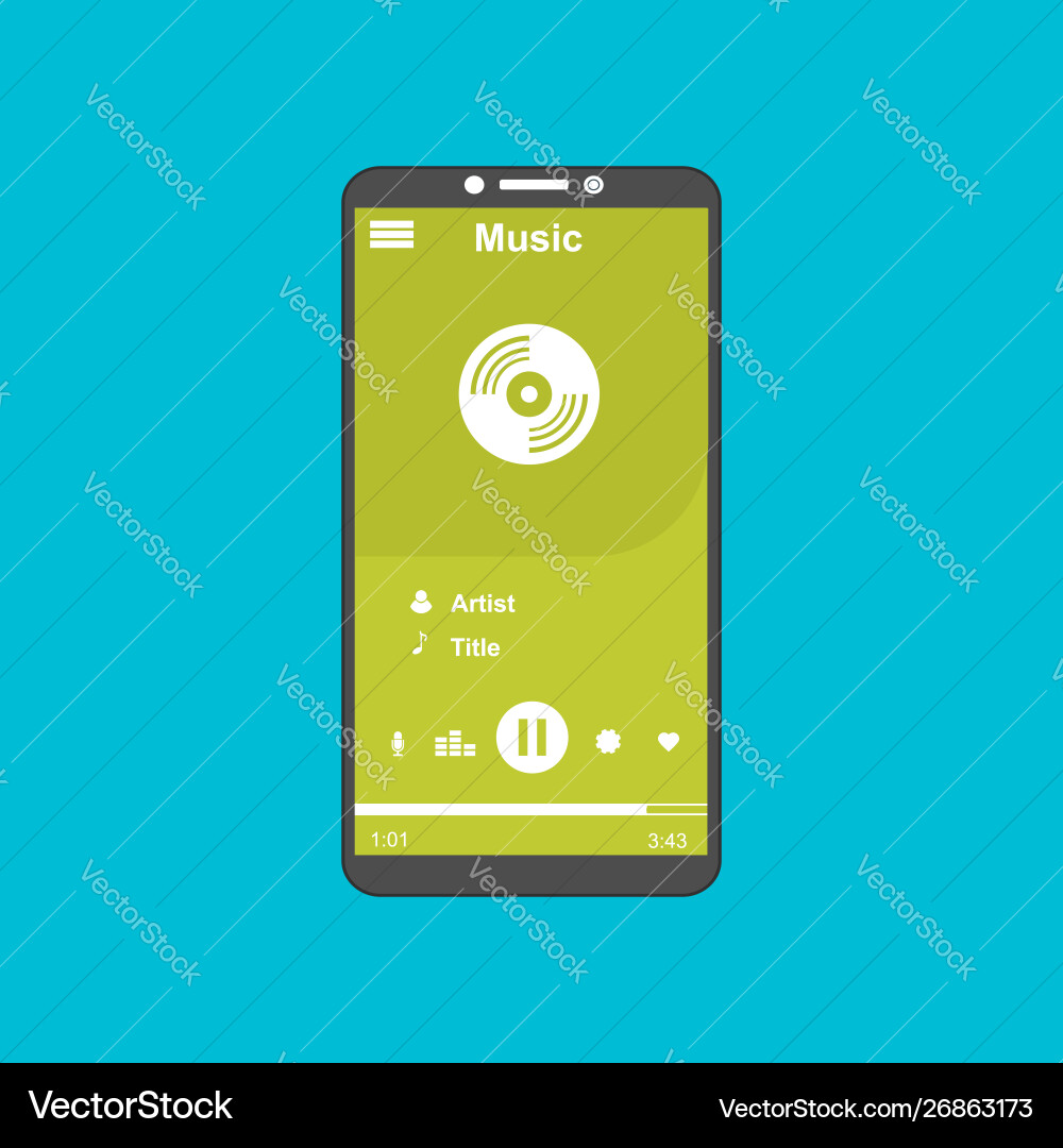 Media player application app template with flat Vector Image