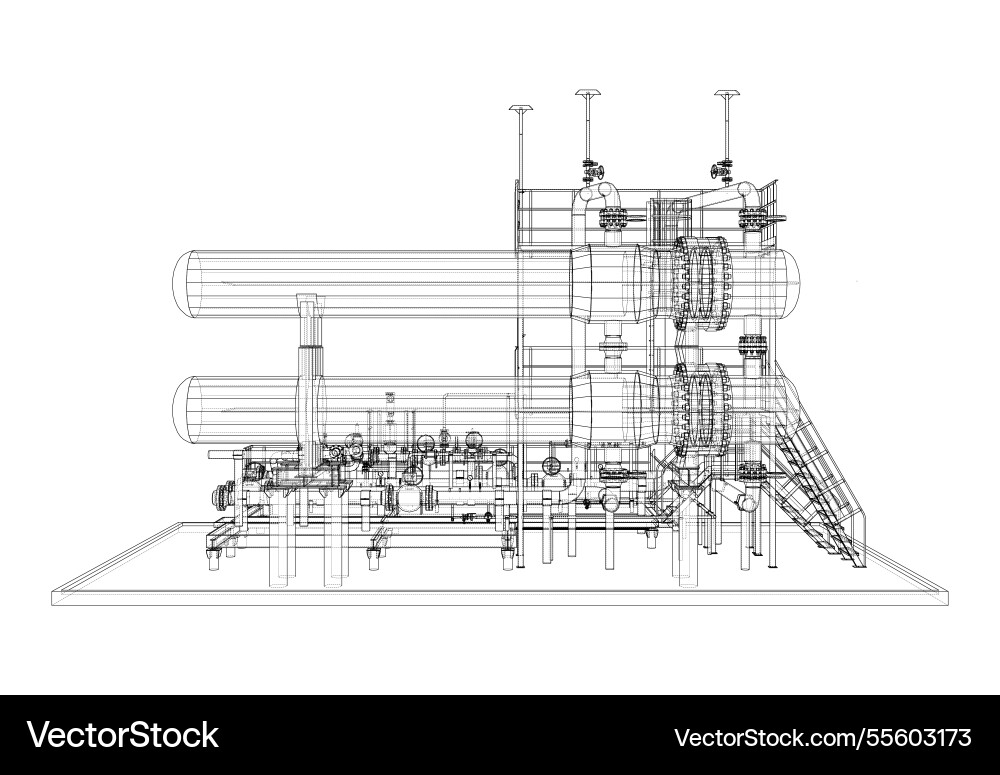 Petroleum heater exchanger rendering of 3d Vector Image