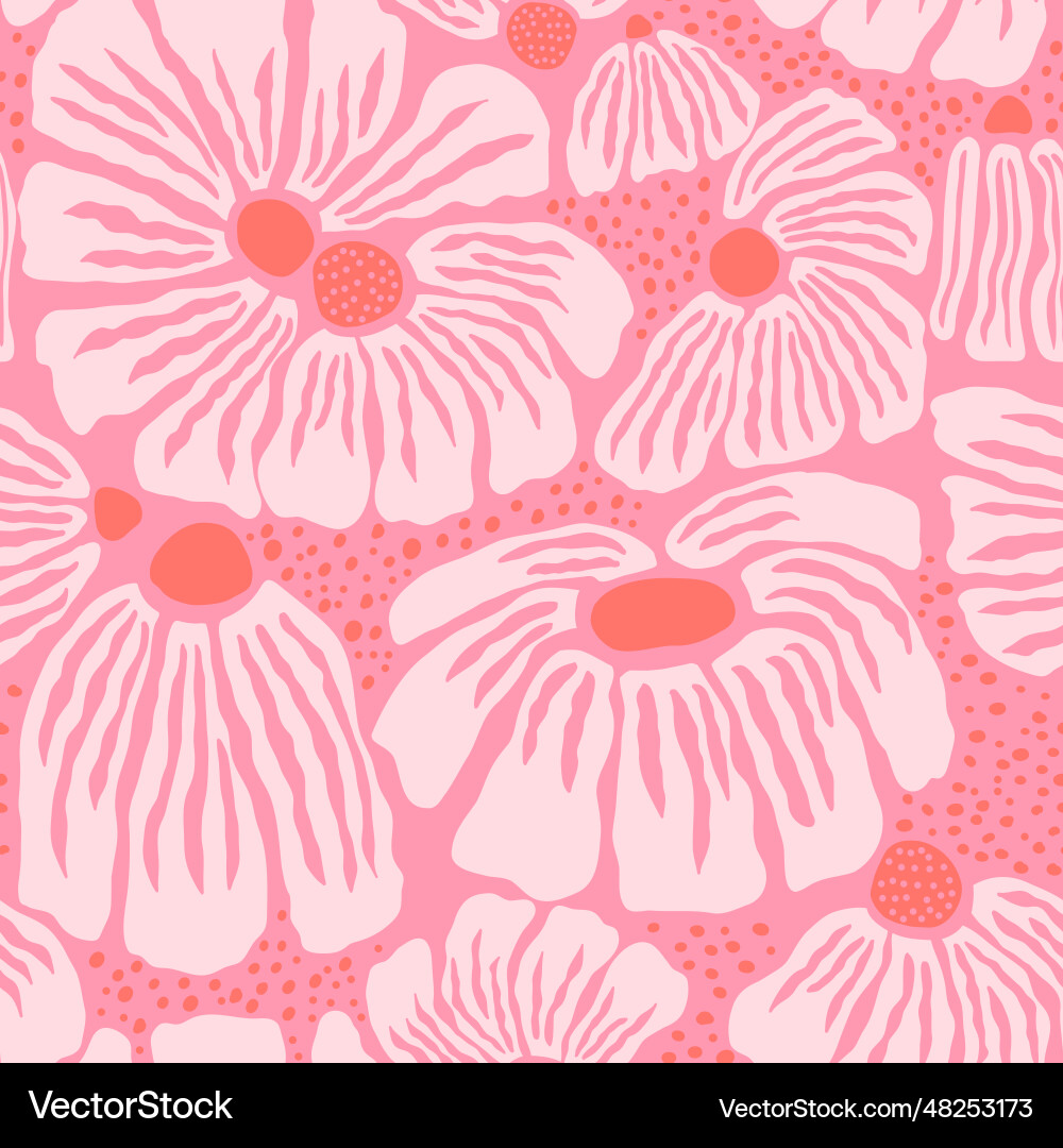 Pink Floral Seamless Pattern Vector Image