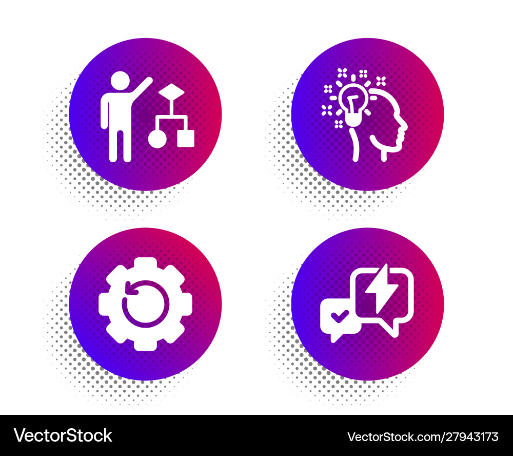 Recovery gear idea and algorithm icons set Recovery gear idea and algorithm icons set vector image