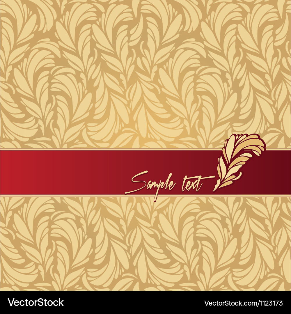 Red background composition with feathers texture vector image
