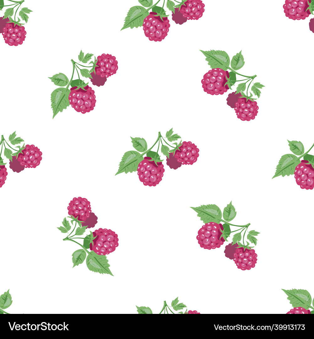 Seamless background with raspberry and leaves Seamless background with raspberry and leaves Vector Image