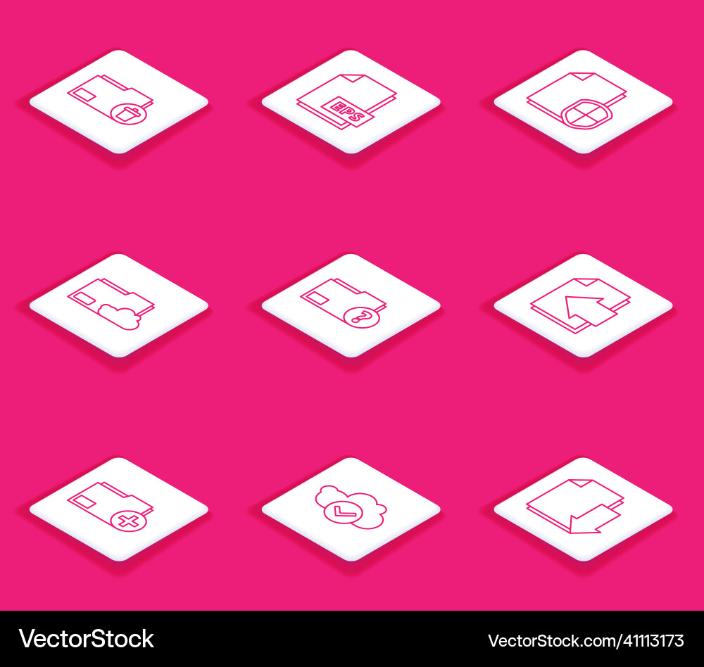 Set line delete folder eps file document Vector Image