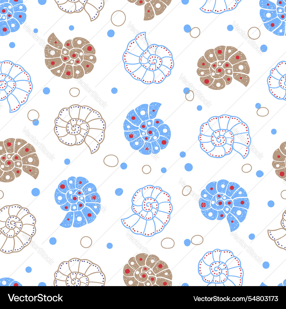 Shell seamless pattern background with cute Vector Image