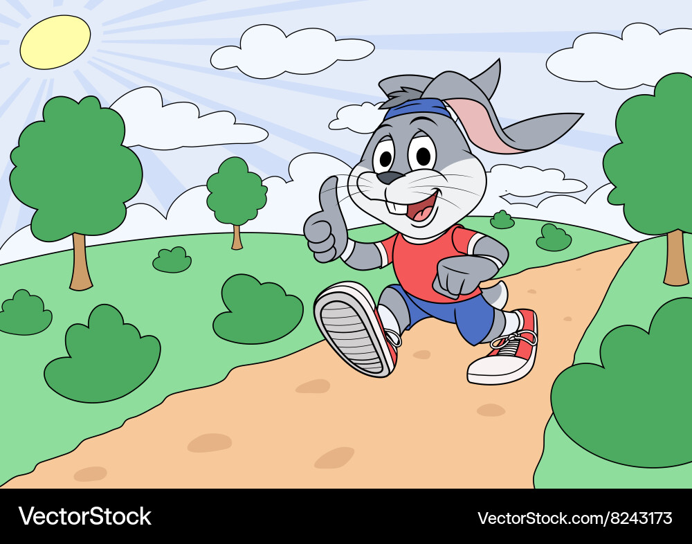 Smiling Rabbit Running in Park vector image