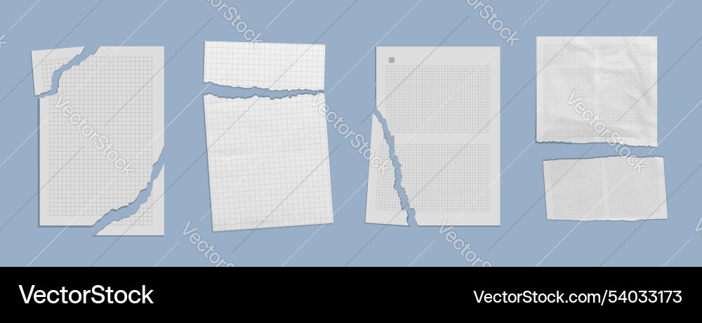 Torn paper sheets set isolated on background Vector Image