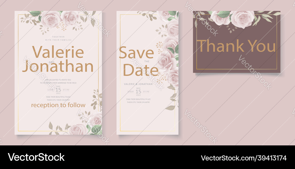 Beautiful flower wedding invitation card template Beautiful flower wedding invitation card template vector image