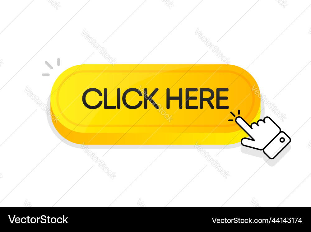 Click here 3d button mouse touched Click here 3d button mouse touched vector image
