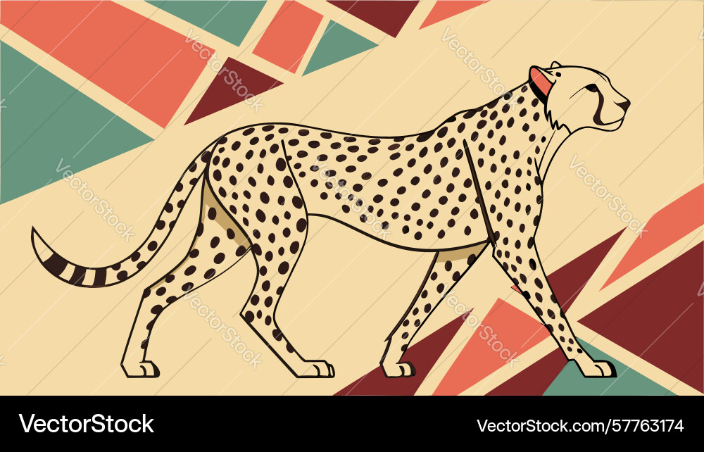 Elegant cheetah walking in abstract setting Vector Image
