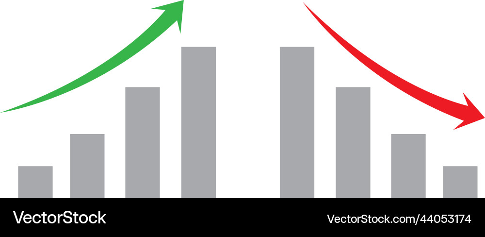 Graph or diagram with arrow going up and down Graph or diagram with arrow going up and down vector image