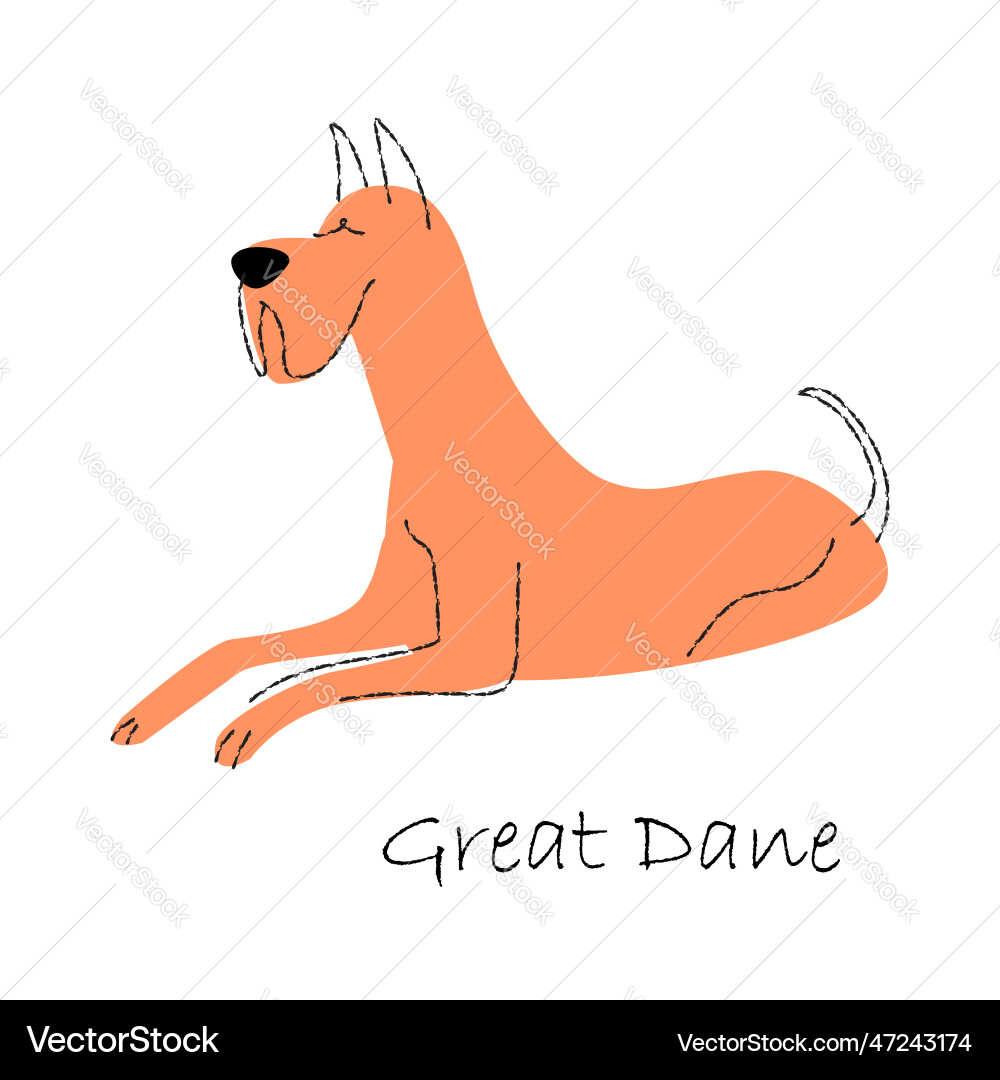 Great dane niedlich Hund Cartoon Zeichen flach Great dane niedlich Hund Cartoon Zeichen flach vektorbild