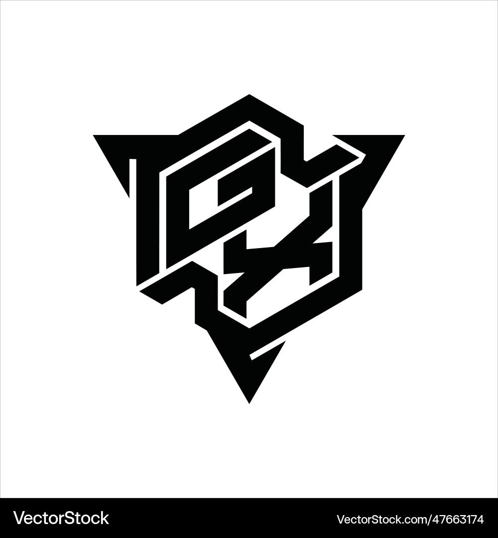 Gx logo monogram hexagon shape with triangle Gx logo monogram hexagon shape with triangle Vector Image