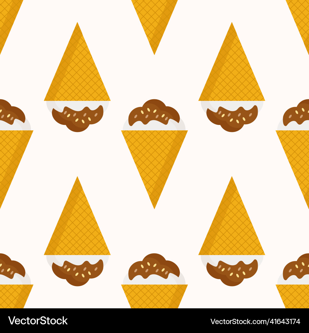 Ice cream cone pattern with chocolate and nuts Ice cream cone pattern with chocolate and nuts vector image