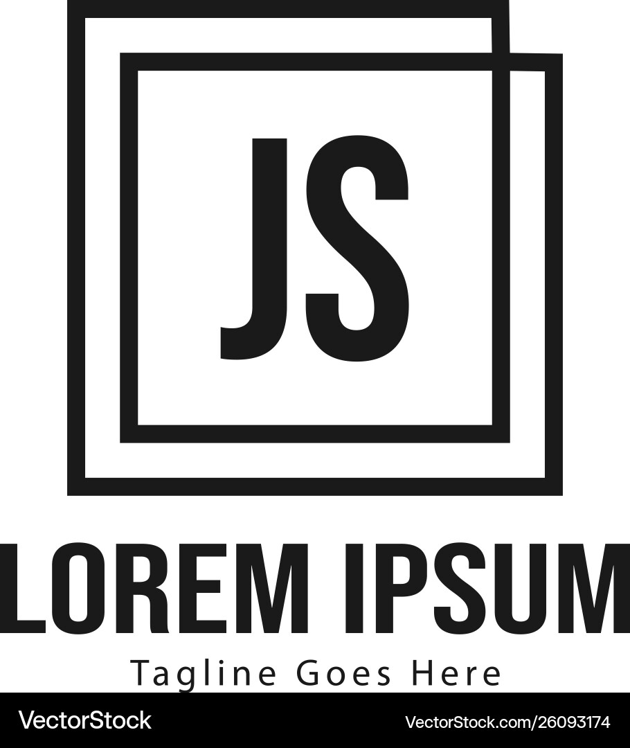 Initial js logo template with modern frame Vector Image