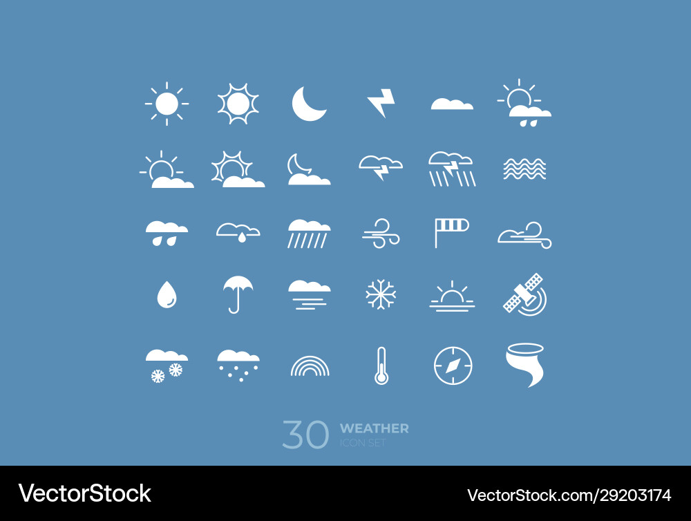 Line art simple weather icon set for web Line art simple weather icon set for web Vector Image