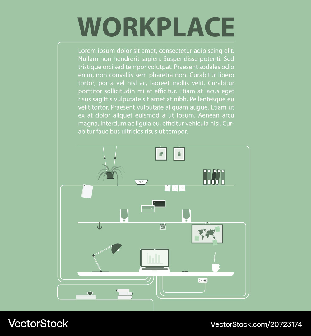 Modern design of workplace Royalty Free Vector Image