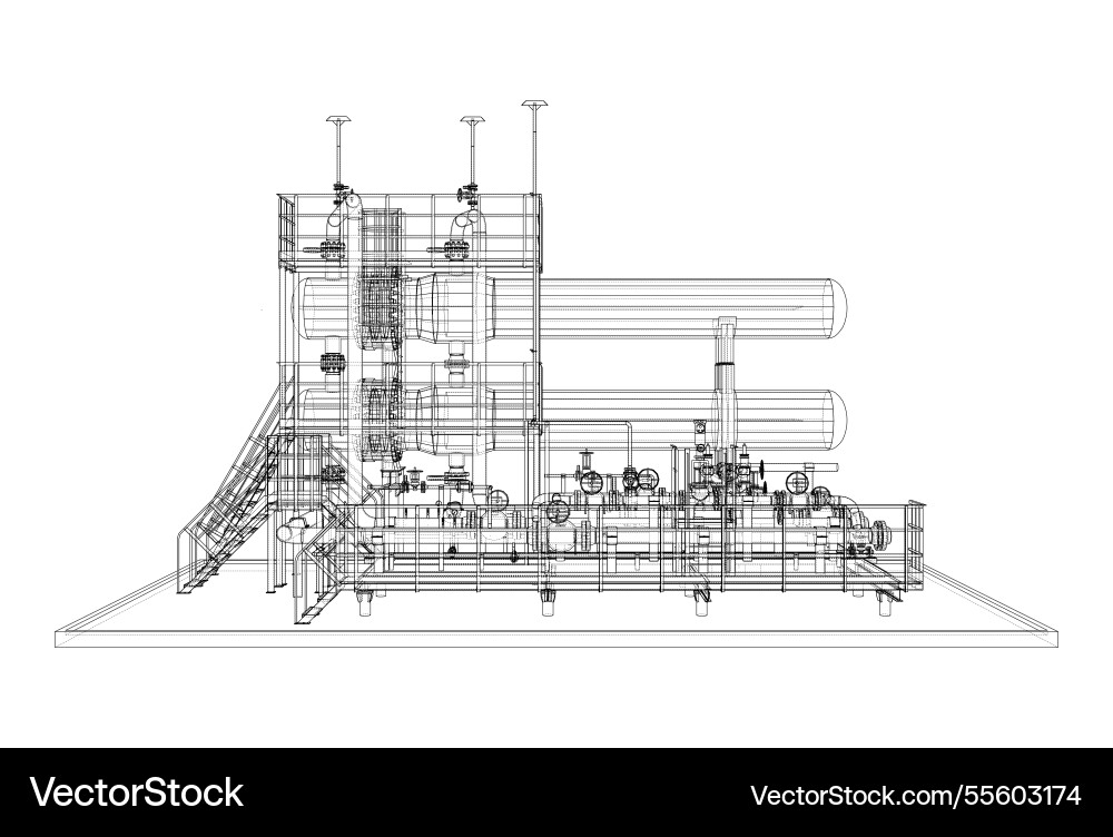 Petroleum heater exchanger rendering of 3d Vector Image