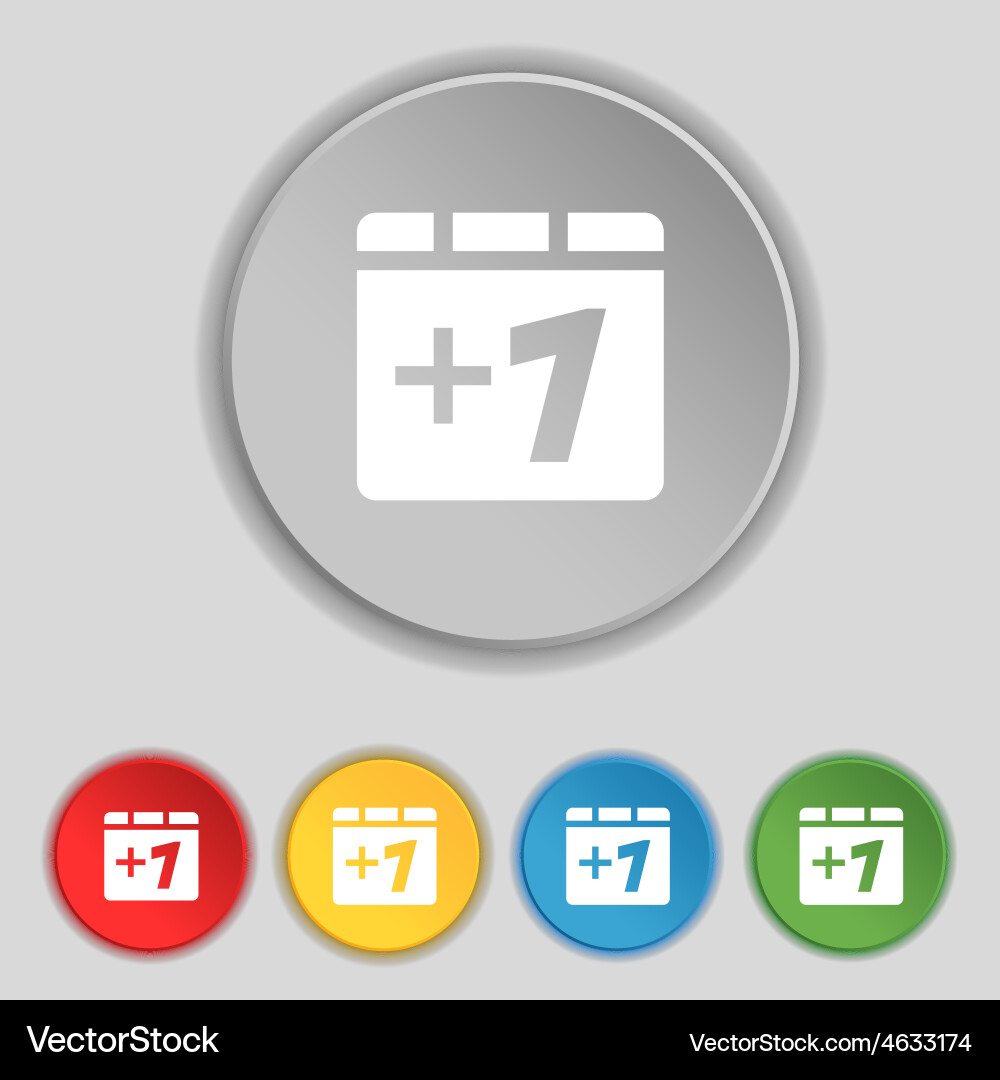 Plus one add icon sign symbol on five flat Vector Image