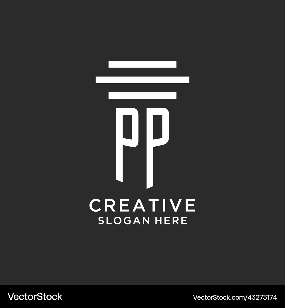 Pp initials with simple pillar logo design Pp initials with simple pillar logo design Vector Image
