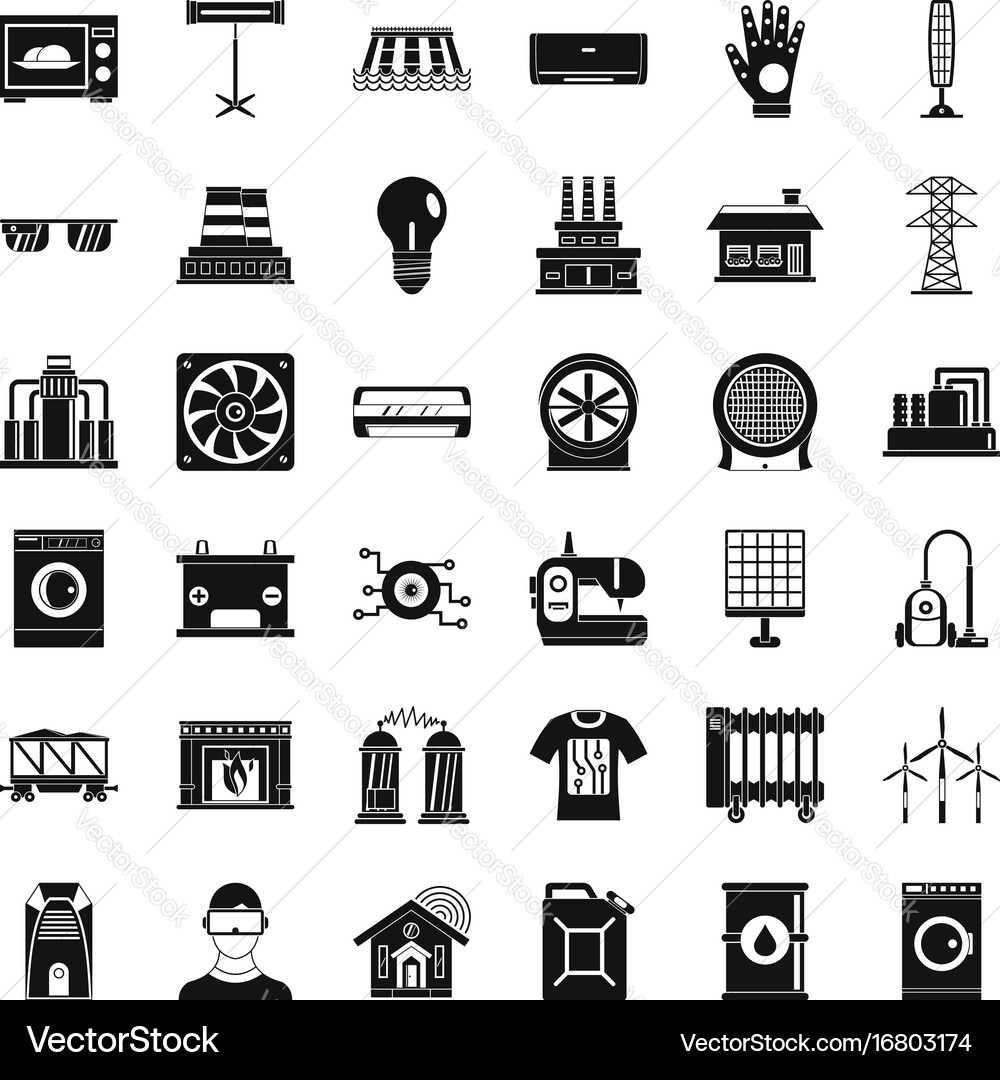 Saving energy icons set simple style Vector Image