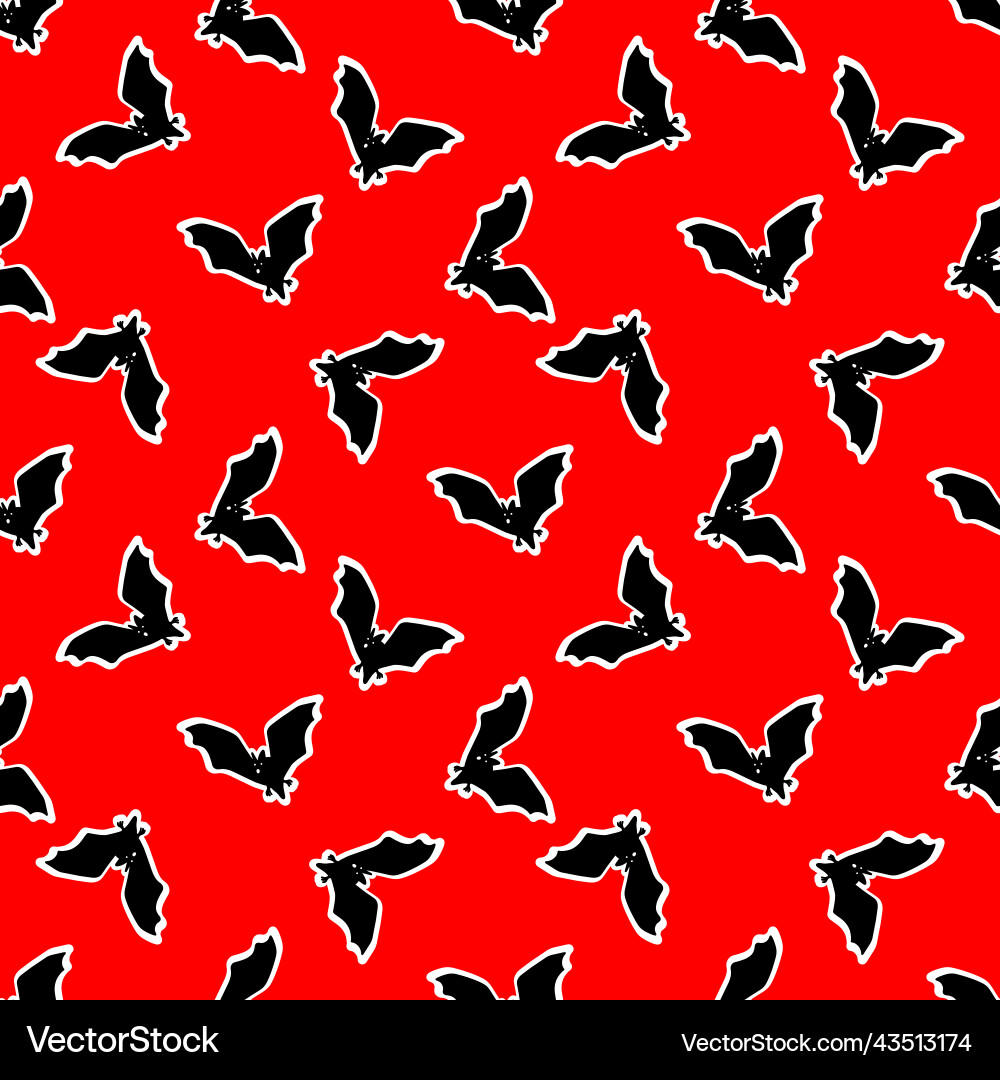 Seamless pattern with bats on a red background Seamless pattern with bats on a red background Vector Image