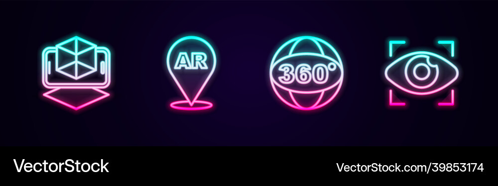 Set line 3d modeling augmented reality ar 360 Set line 3d modeling augmented reality ar 360 vector image