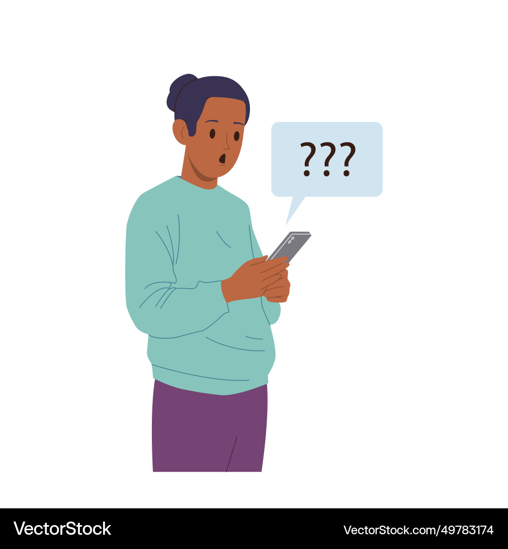 Shocked man character using mobile phone message Shocked man character using mobile phone message Vector Image