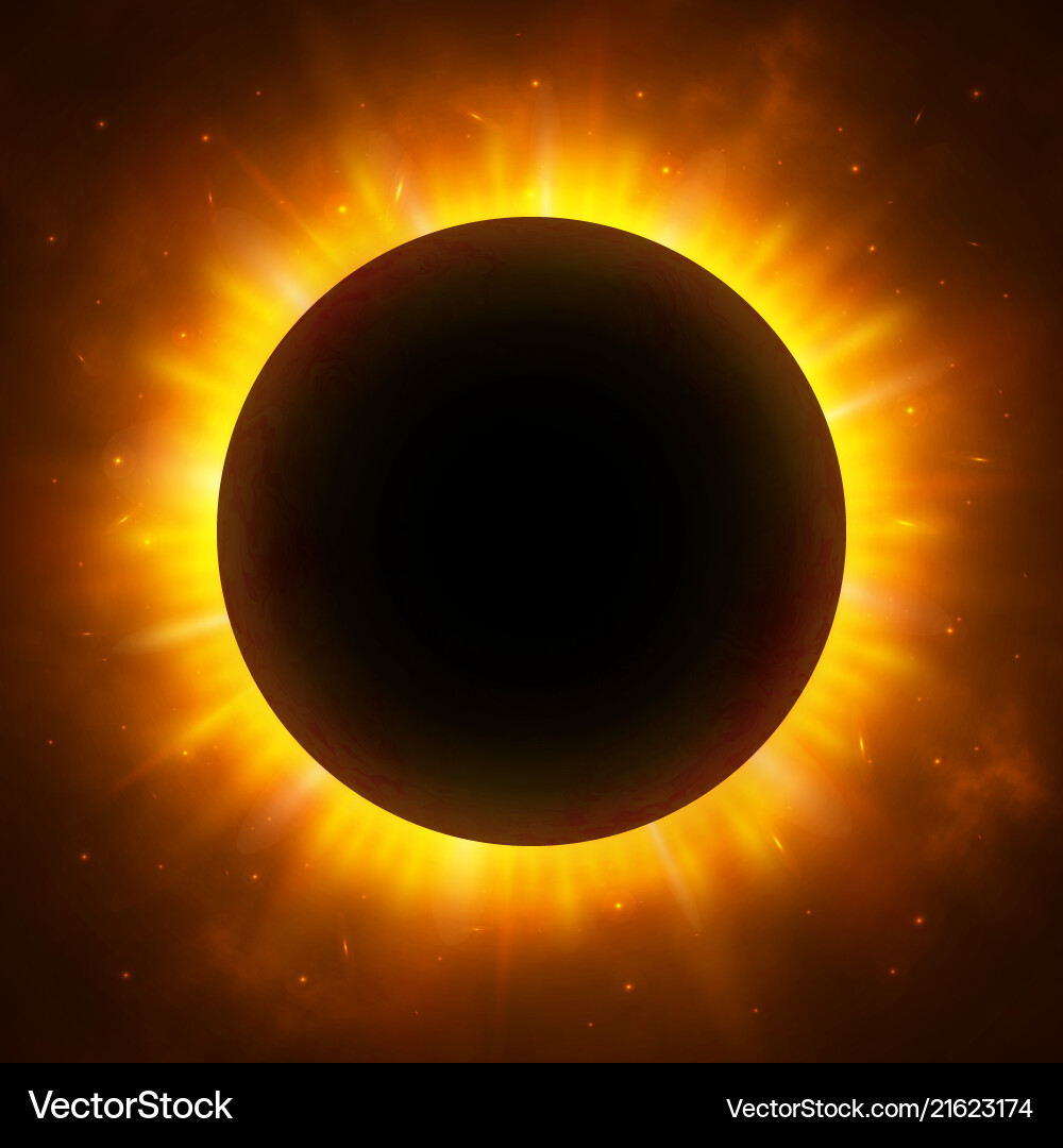 Total eclipse of the sun with corona solar vector image