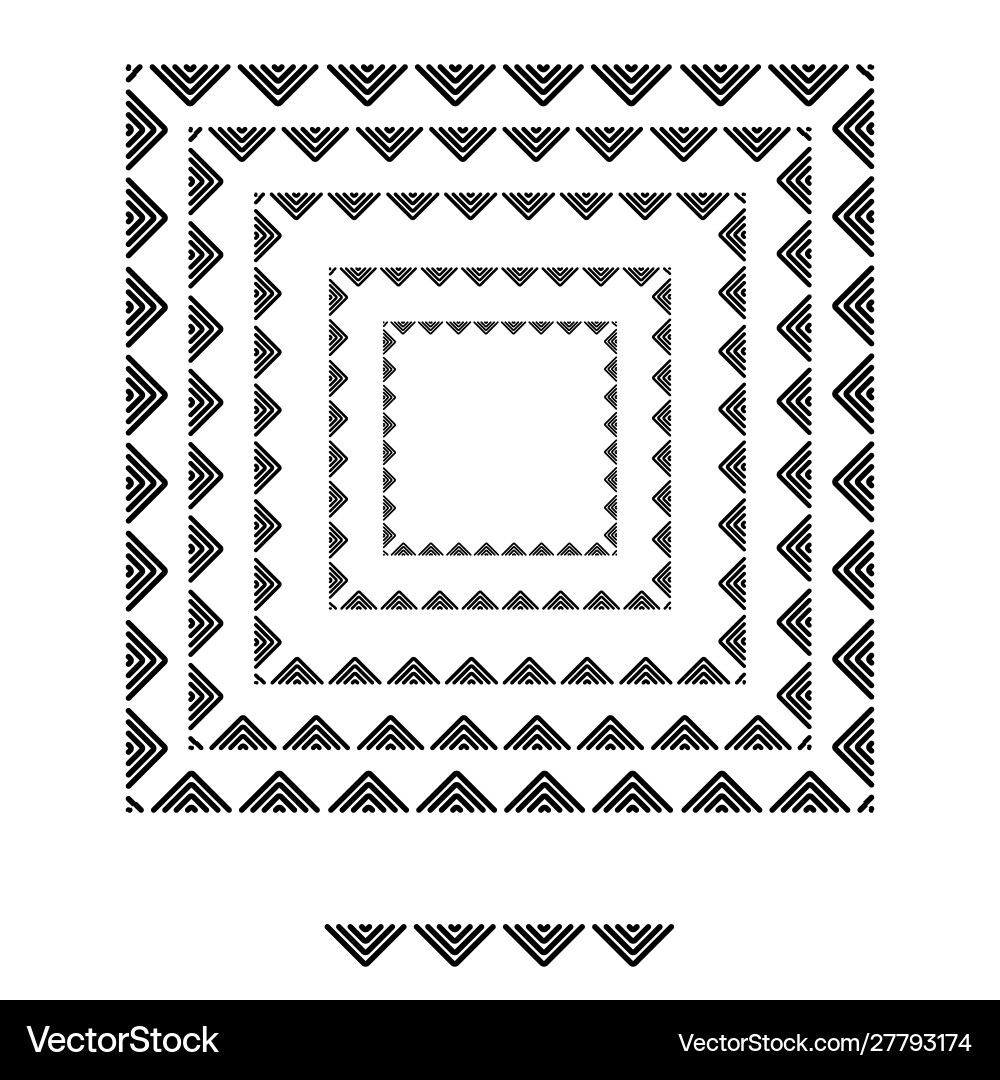 Triangle brushs patterns in a square line Triangle brushs patterns in a square line vector image