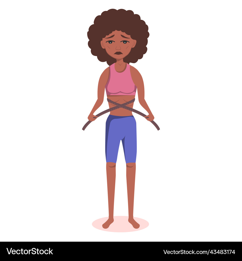 Very thin afro american black woman with a mental Very thin afro american black woman with a mental vector image