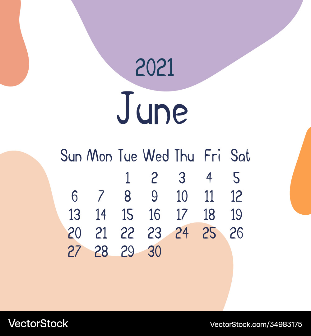 2021 june calendar with abstract shapes design Vector Image