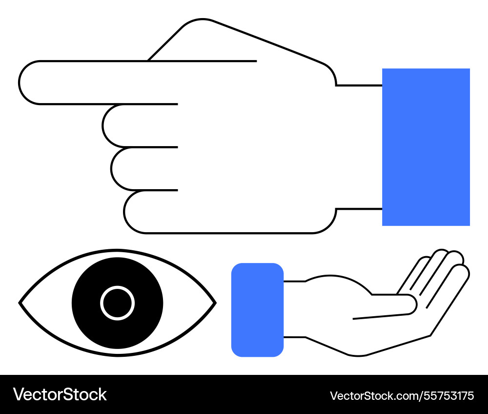 Abstract graphic of pointing hand open palm Vector Image