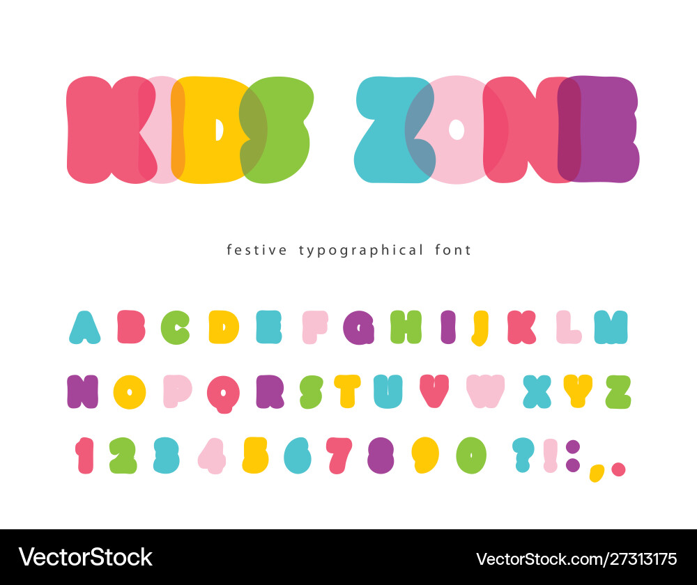 Comic font for kids funny colorful abc letters Comic font for kids funny colorful abc letters vector image