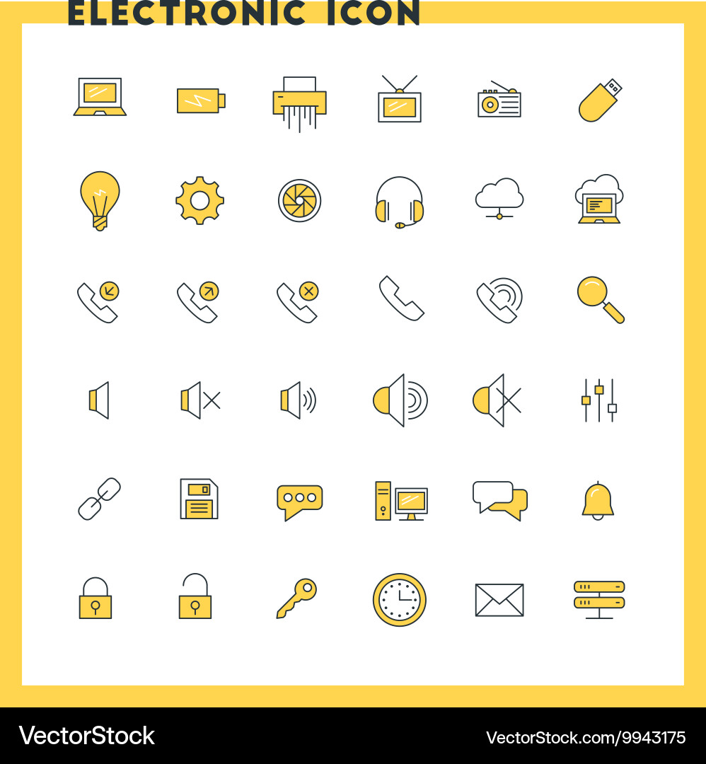 Computer and technology flat design icon set vector image