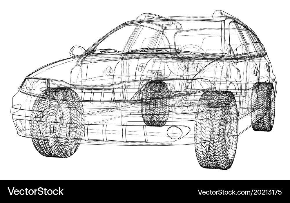 Concept car rendering of 3d Vector Image